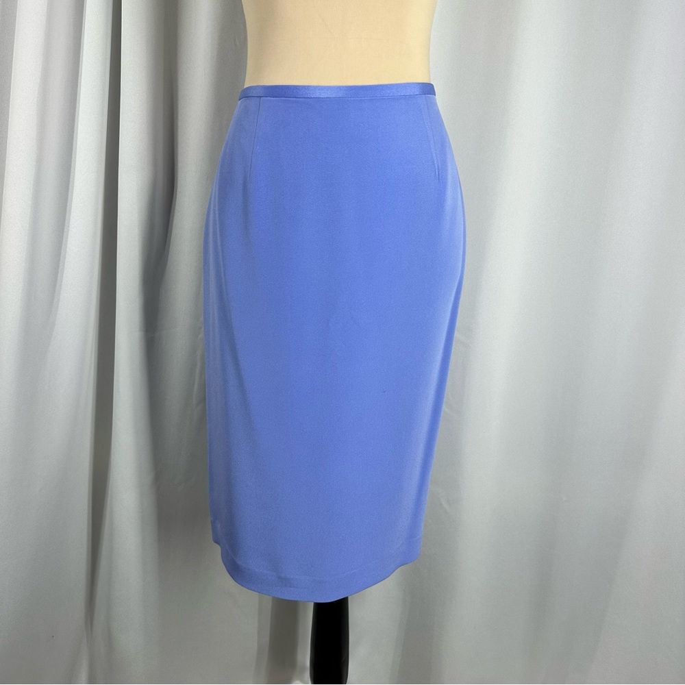 Maggy London 100% Silk 2-Piece Sz 12 Skirt Suit Periwinkle Lined MOB Formal - Picture 11 of 16
